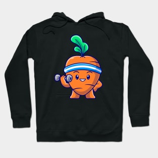 Cute Carrot Lifting Barbell Cartoon Hoodie